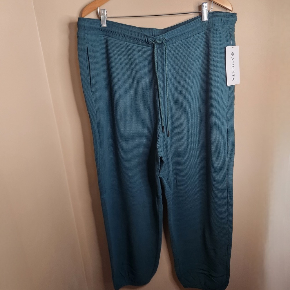 Athleta Mid Rise Waffle Jogger Pants Pine Green Size 1X